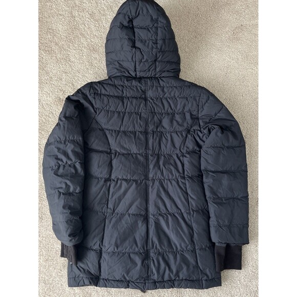 Athleta Down Puffer Jacket Girls Large 12 Black Snow Day Hooded Parka Winter - Picture 6 of 6